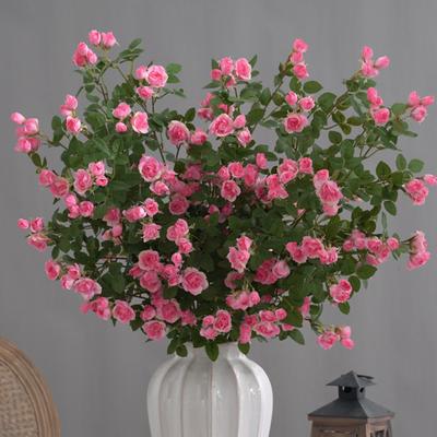 Artificial Flower Long Branch Fake Rose Realistic Bright Colors Non-Fade Faux Silk Flower for Home Decor