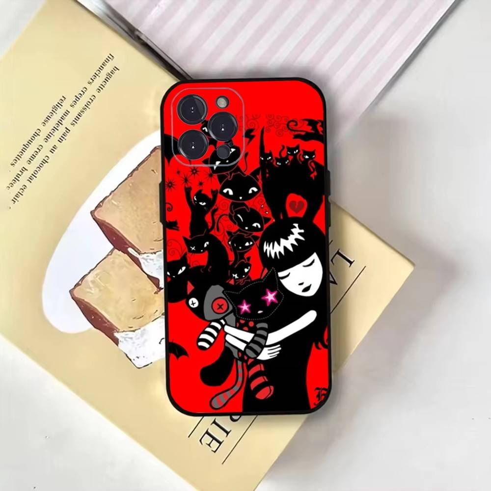 Comics E-Emily The Strange Phone Case For iPhone17,16,15,14,13,12,11 Plus,Pro Max,Soft Black Cover