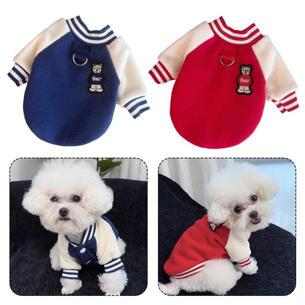 Warmth Material Pet Clothing Thick Fabric Soft Fleece Dog Clothing Windproof Design Striped Collar Cat Clothing Pet Wear