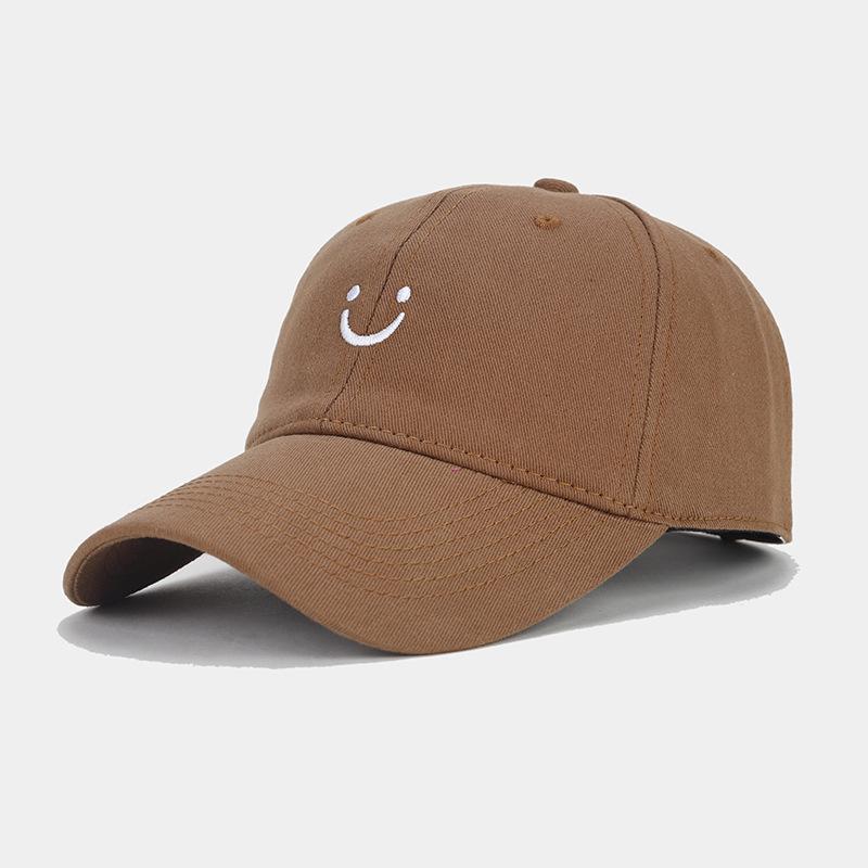 Soft Cotton Baseball Cap for Women Men Smile Face Embroidery Adjustable Low Profile Unstructured Snapback Dad Hat