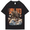 Japanese Kanji Dragon Sushi Print T-Shirt Hip Hop Men's Street Tshirt Harajuku Cotton Casual Summer Short Sleeve Tee-Shirt