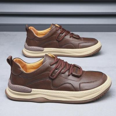 Zapatillas Retro Marrones de Piel de Vaca para Hombre Primavera 2025 - Zapatos Casuales de Cuero Blancos Transpirables