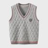 Boys' Autumn V-Neck Sweater Vest - New Trendy Knitted Children's Wear for Fall and Winter.