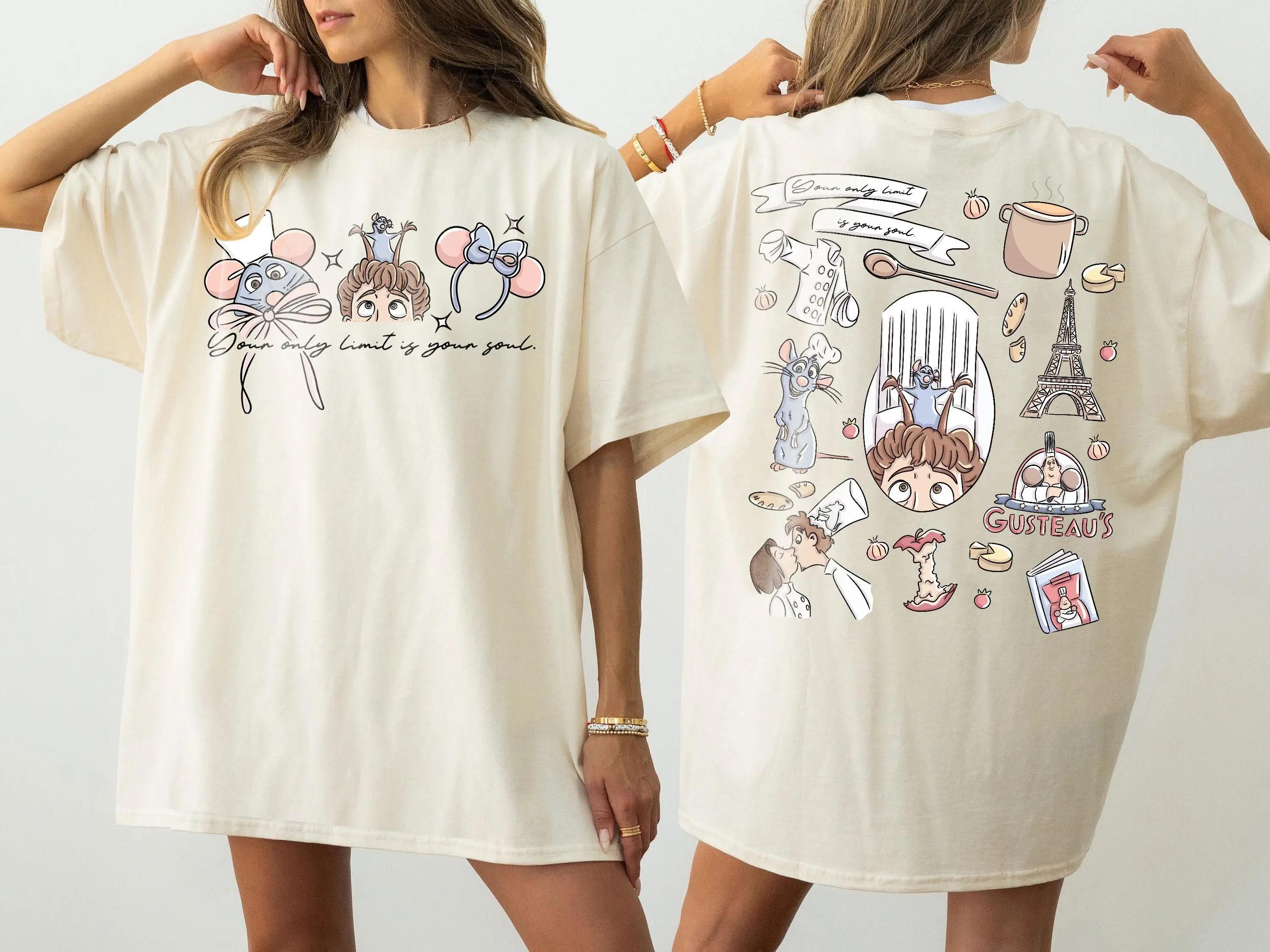 Adult and Childrens Ratatouille Doublesided Cartoon Print Pure Cotton Tshirt A Musthave for Childhood Food Animation Fans S