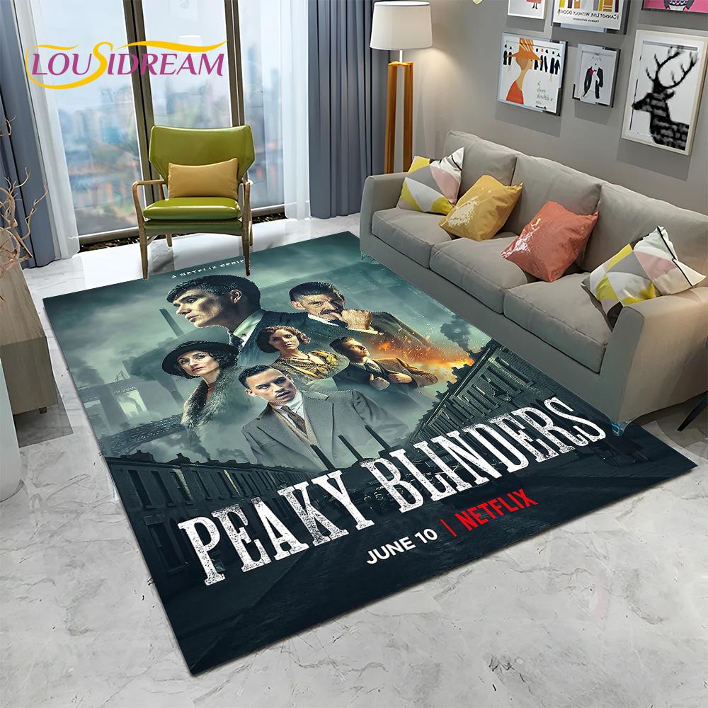 HD Tommy Shelby 3D P-Peaky Blinders Carpet Rug for Home Living Room Bedroom Sofa Doormat Decor,kids Area Rug Non-slip Floor Mat