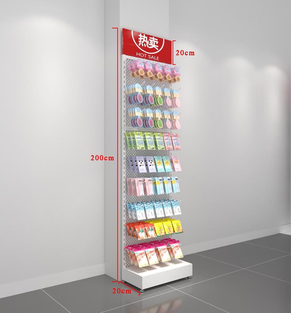 Multi-Use Display Rack with Hooks: Perfect for Spicy Strips, Snacks, Socks, Lip Balm, Toothbrushes, and Small Accessories.