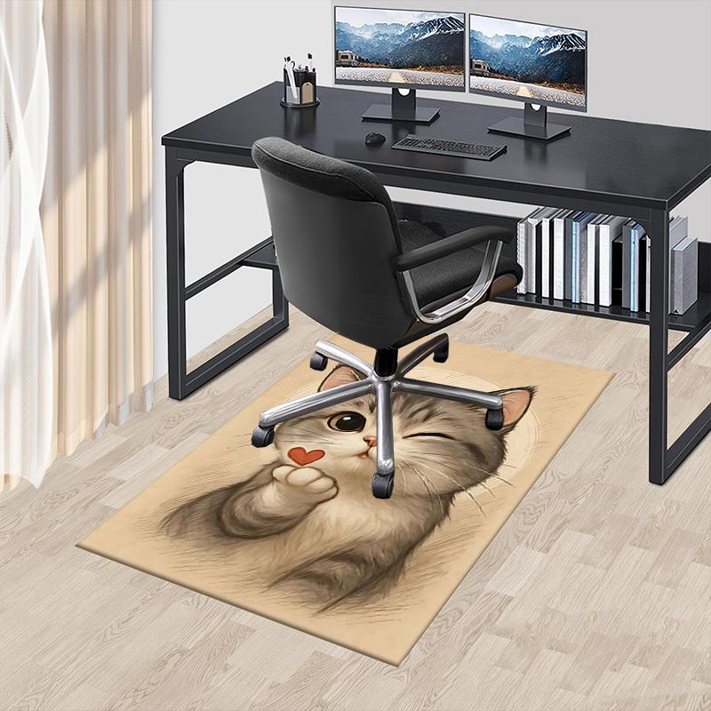 1PC cat love Non-Slip Floor Carpet Compatible for Office&Living Room&Bedroom&Dining room - Flat-Weave Machine-W307