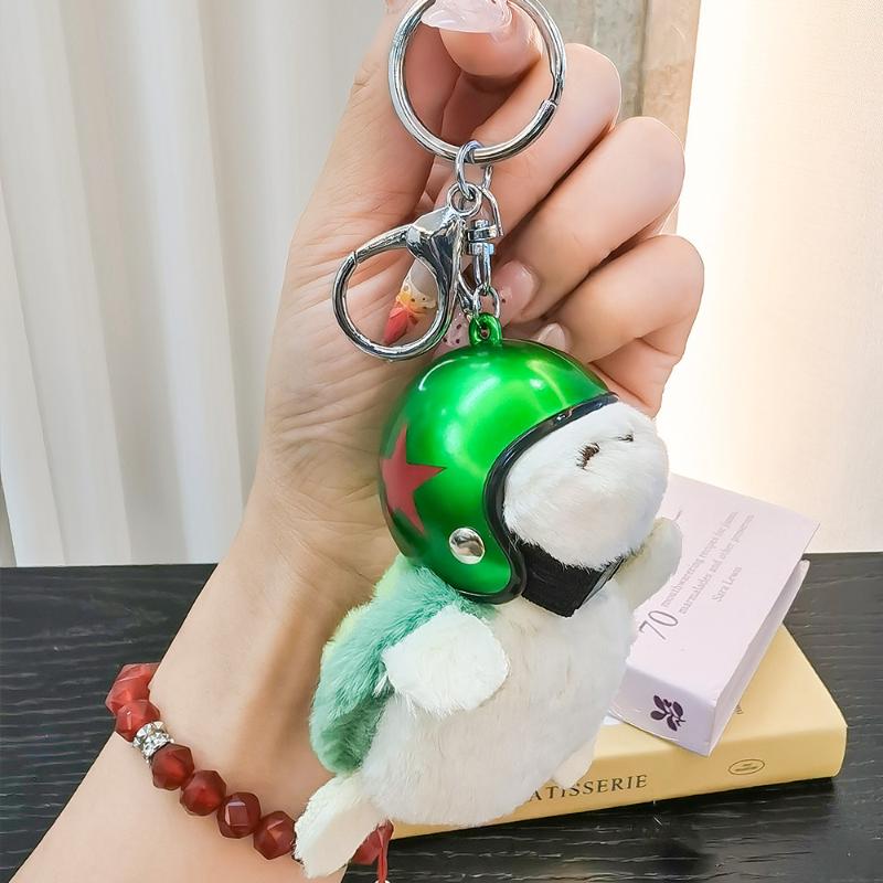 1Pcs Animal Ornament Car Exquisite Decoration Helmet Sea Turtle Keychain Purse Bag Charm Plush Pendant Keyholder