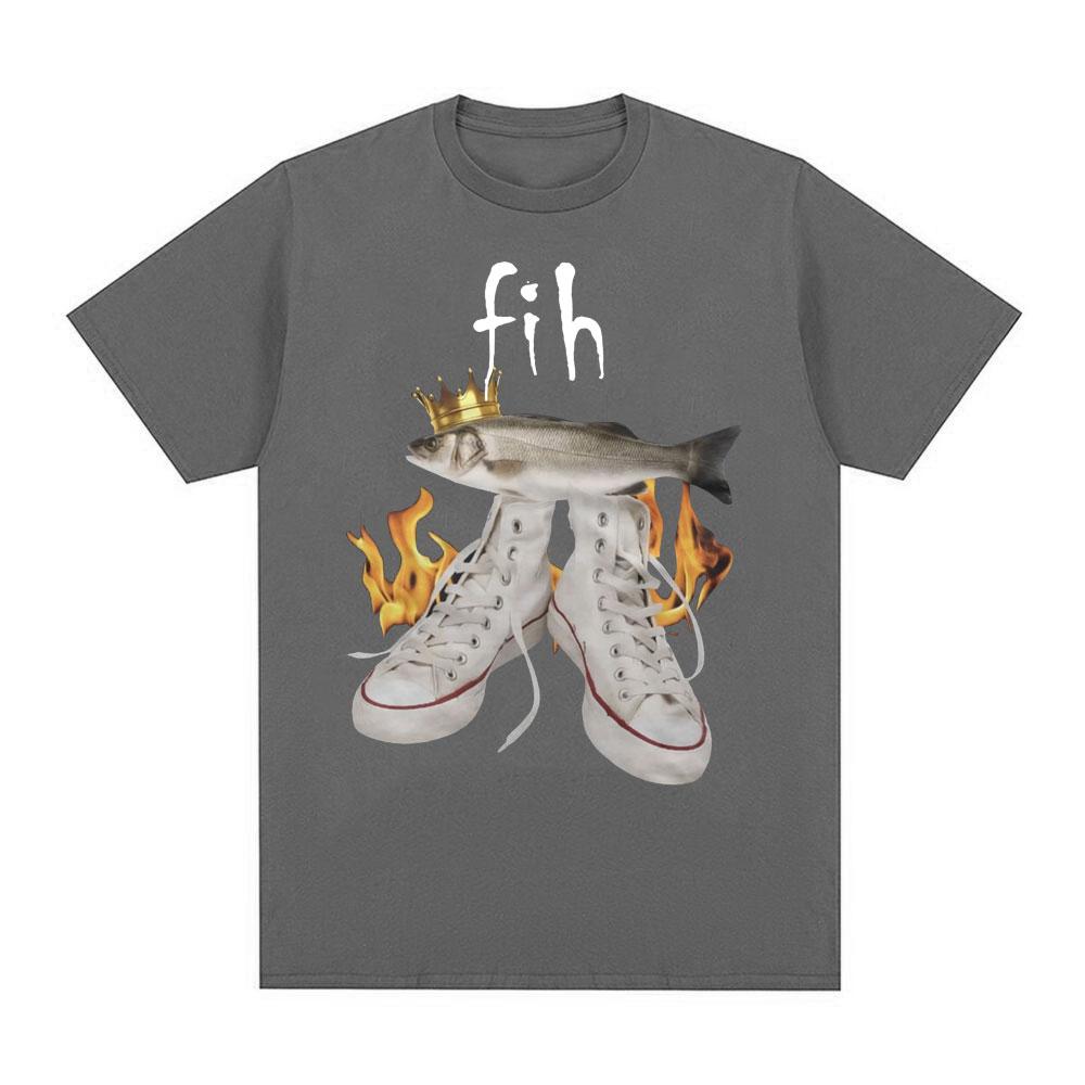 Fih Funny Meme Fish T Shirts Men Women Fashion Vintage Oversized T-shirt Cotton Casual Short Sleeve T-shirts Streetwear