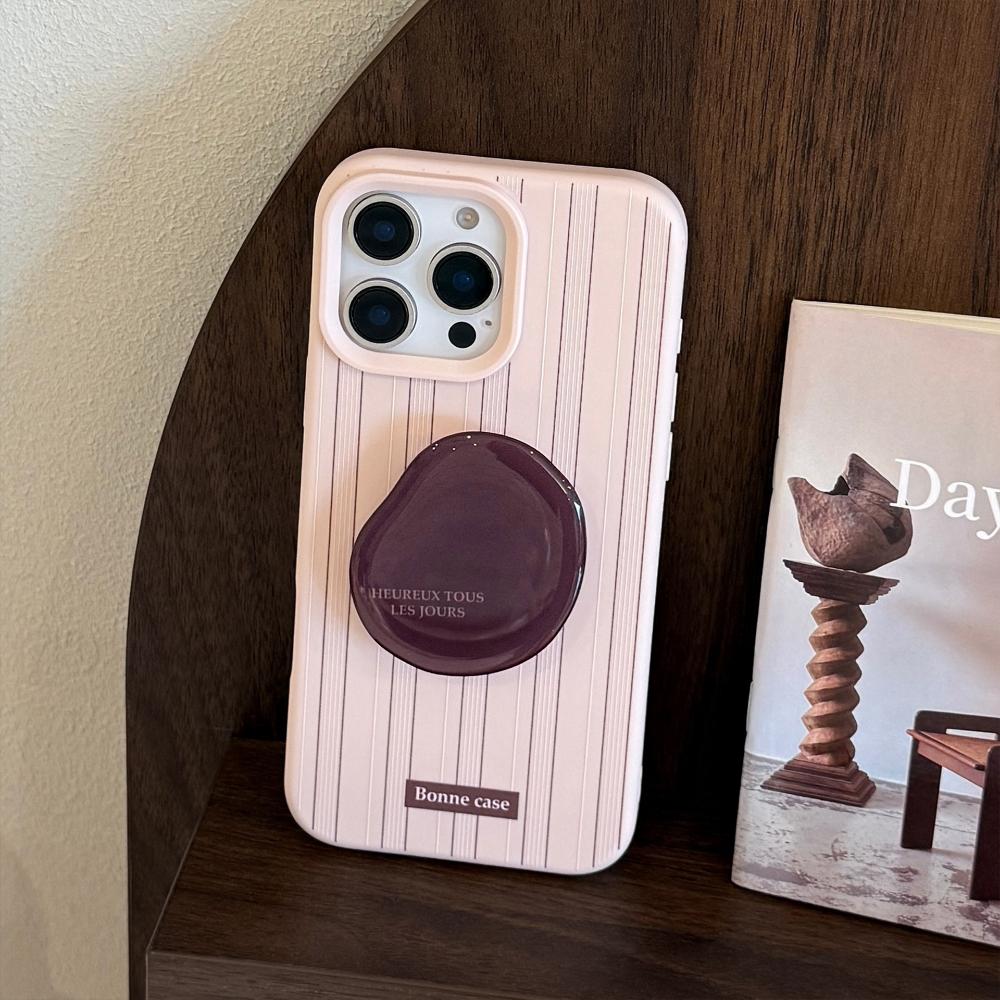 Premium Striped IPhone 16 Case, Retro Brown Stand for Apple 17, IPhone 15 Pro Max, Compatible with Multiple IPhone Models