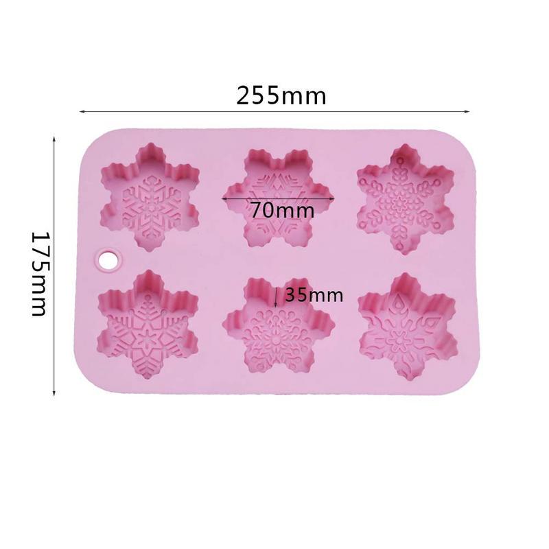 6 Shape Christmas Snowflake Silicone Cake Soap Mold DIY Handmade Pudding Chocolates Candle Mold