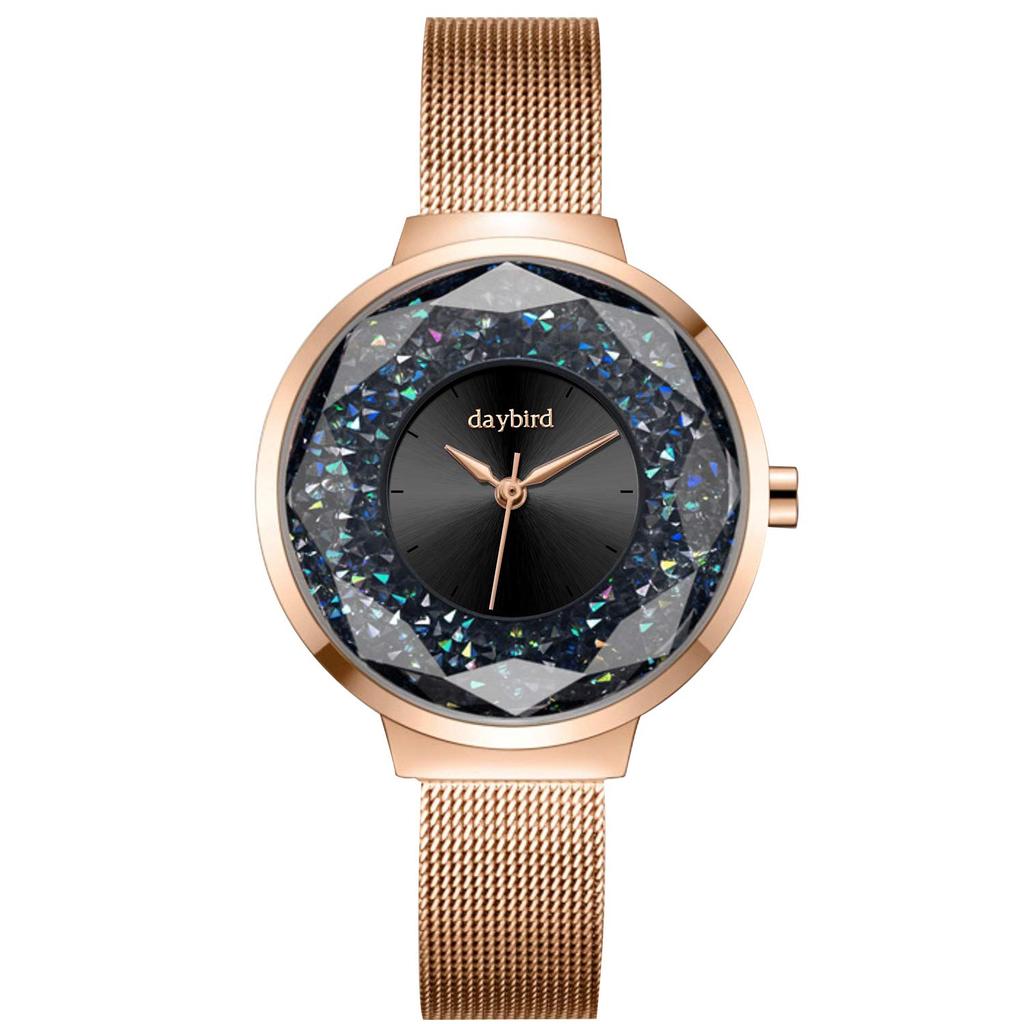 RORIOS Women's Fashion Starry Sky Watch, Sparkling Analog Watch with Popular Mesh Band, Perfect for Commuting and Dates