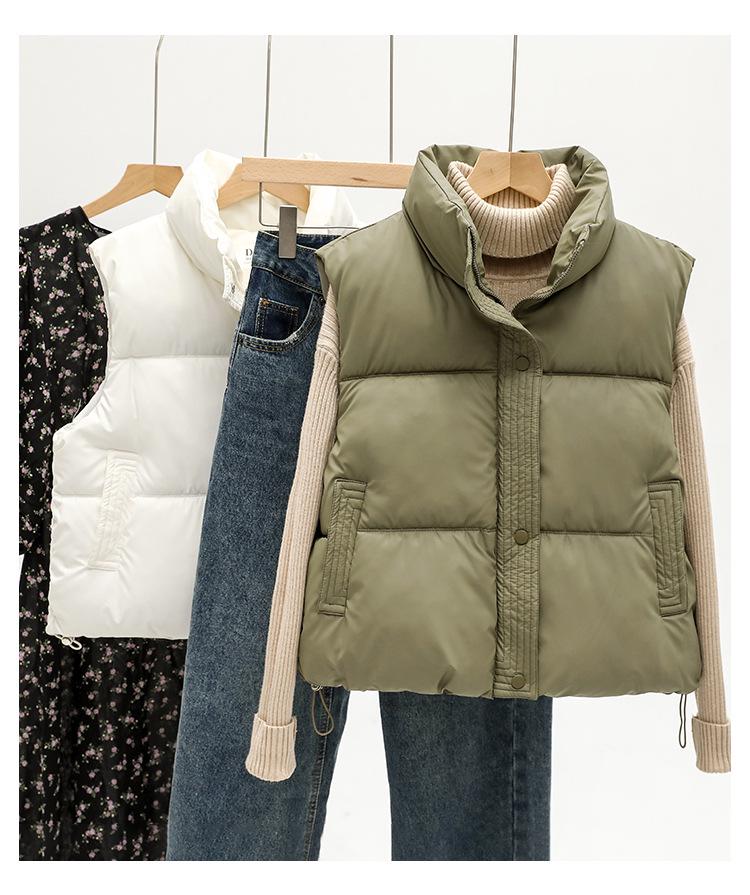2024 Trendy Loose Stand-Up Collar Cotton Vest: Sleeveless Autumn/Winter Outerwear