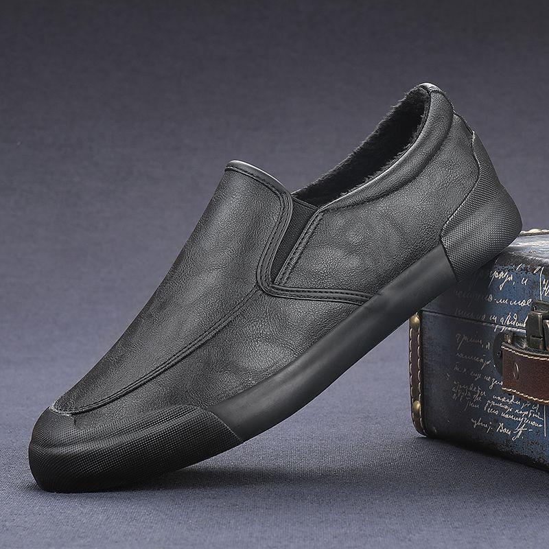 New Korean version trend men's shoes British style fashion versatile casual shoes men's mid-top leather shoes breathable leather board shoes