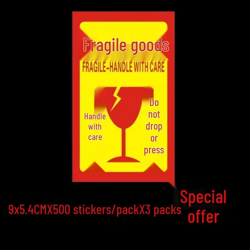 Large Self-Adhesive Fragile Sticker - Handle with Care, Do Not Press