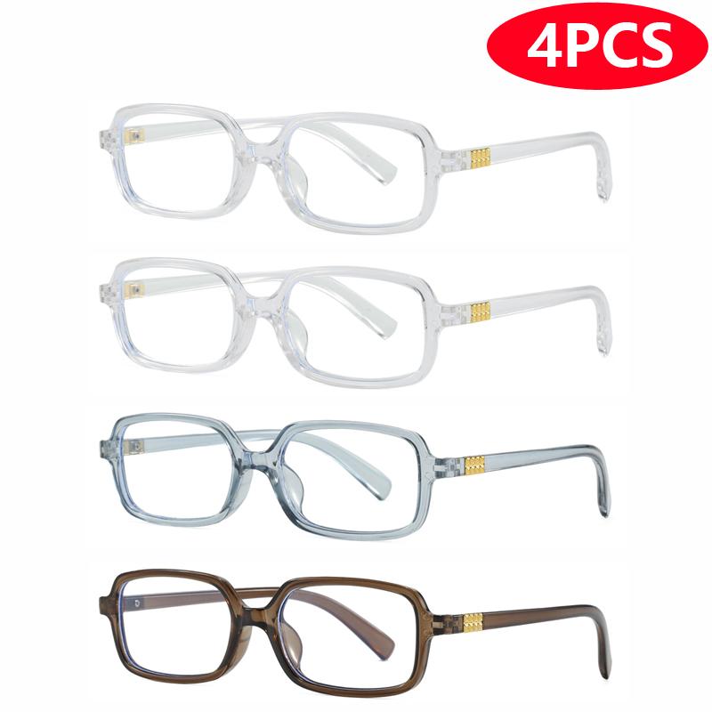 4pcs Fashion Women Small Square Eyeglasses Frame Anti Blue Light Eyeglasses Outdoor Casual Eyewear Rivet Glasses Unisex