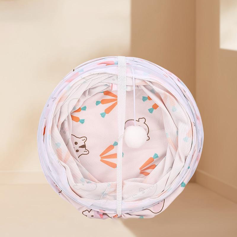 Cat Tunnel Tube Cute Print Interactive Educational Collapsible Cat Tunnel Toy for Indoor Outdoor T