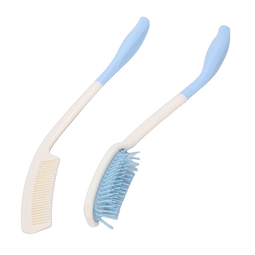 Handled Comb and Hair Brush Set Comb Hair Brush Curved Ergonomic Grip for Limited Mobility