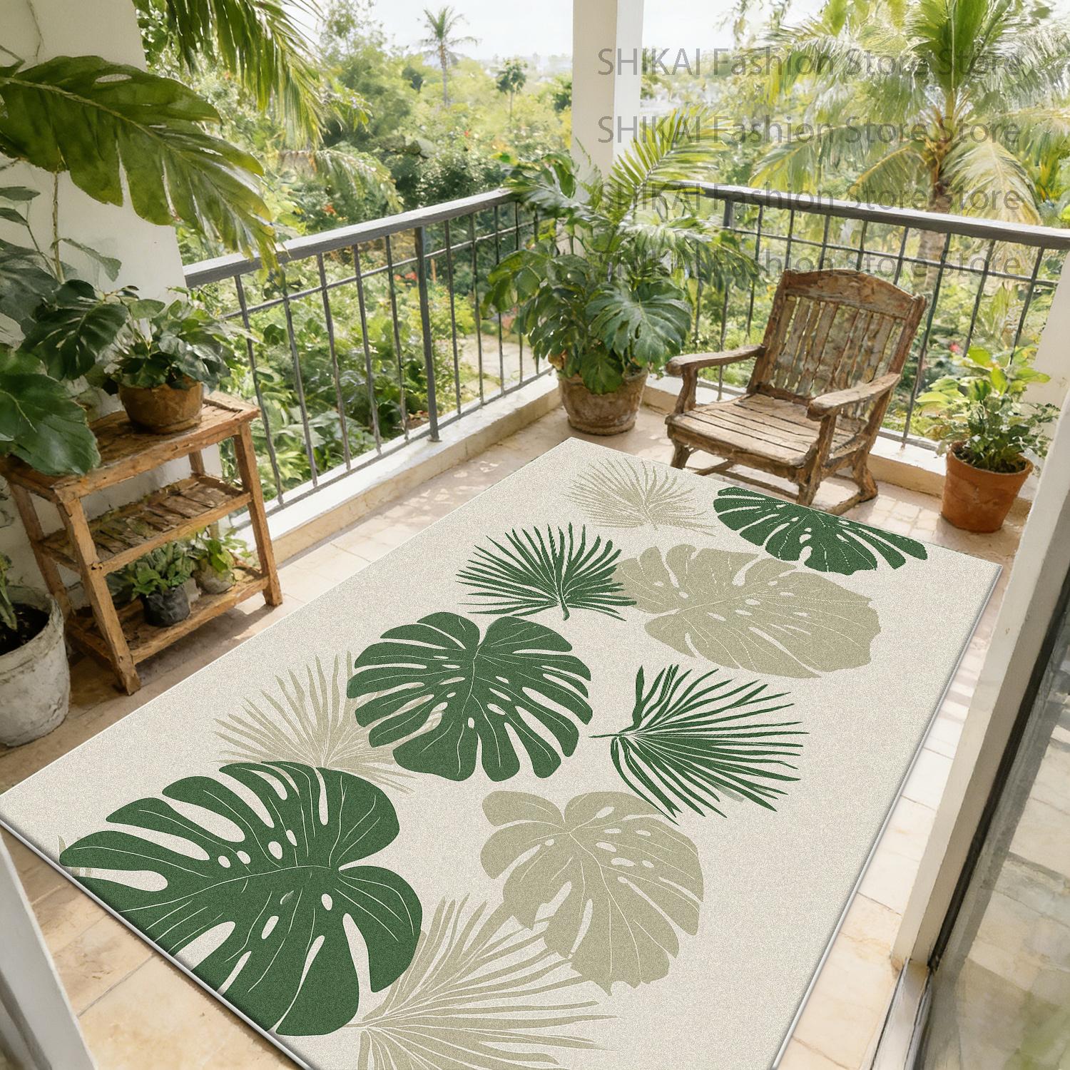 

Green Tropical Turtle Backed Bamboo Porch Rug Decoration Bedroom Bedside Easy Clean Carpet Large Area Antiskid Fluffy Floor Mats 60x90cm