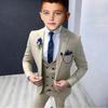 Traje Formal de Solapa Puntiaguda 3 Piezas Para Niños Atuendo de Actuación Disfraces de Presentador, Trajes Elegantes y Guapos para Niños Corte Ajustado Esmoquin de Fiesta