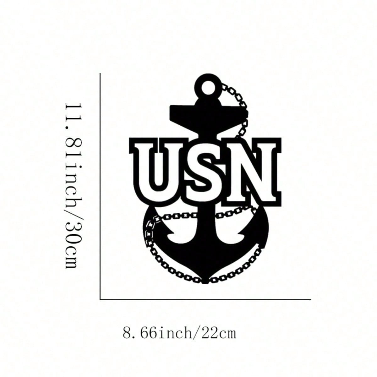 Metal Anchor Wall Decor USN Monogram Nautical Sign with Chain for Outdoor Indoor