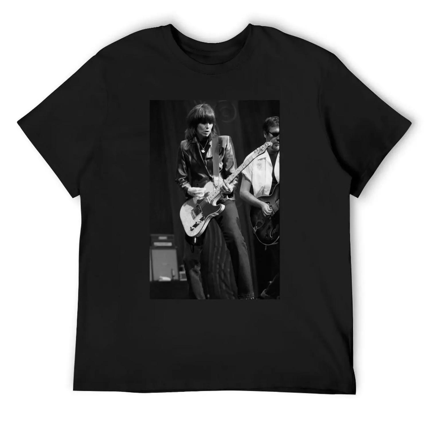 Chrissie Hynde - BW Photograph T-Shirt anime topping summer 2025 mens workout shirts S