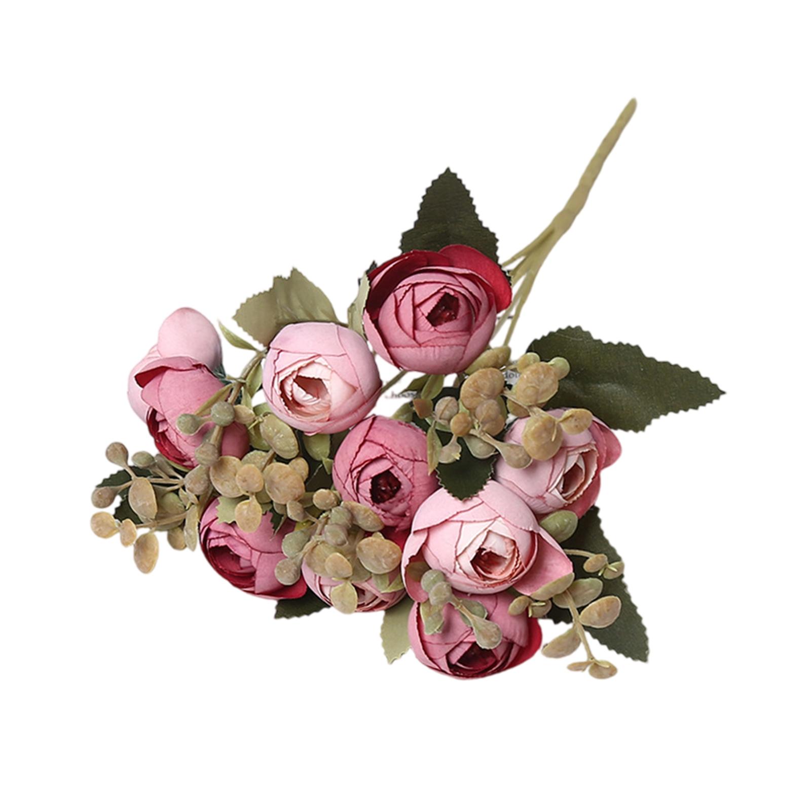 

10 шт. Искусственные цветы Имитация бутонов роз Пучок Имитация розы для свадьбы Домашние декоративные Искусственные цветы День святого Валентина горячий розовый