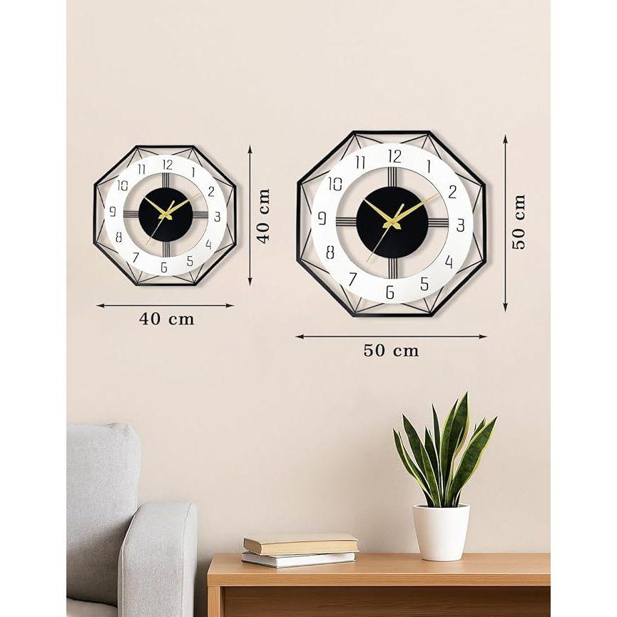 Relógio de Parede de Metal Sofisticado para Decoração de Casa – Relógio Elegante para Sala de Estar e Quarto, Relógio de Parede de Design, Relógio Pendurado de Tamanho Grande (Estilo 1, 50 CM)