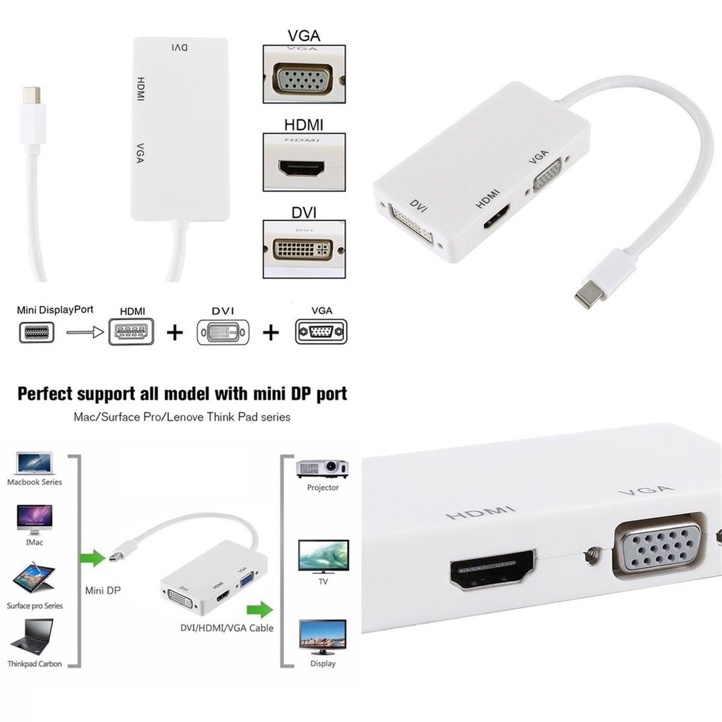 Mini Dp Zu Hdmi Dvi Vga 3in1 Adapter Mit Chipsatz Für Macbook Pro Air Multi-Monitor-Setup