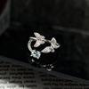 Stacked Wind Butterfly Blue Diamond Personalized Butterfly Wing Fog Blue Advanced Sense Opening Ring Female Neutral Wind Simple Versatile Ring