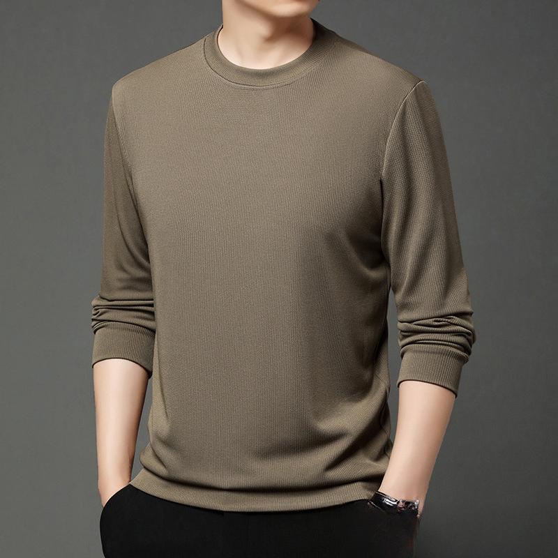 Langarmpullover Einfarbig Rundhalsausschnitt Pullover Atmungsaktiv Locker Vielseitig Unterteil Gestricktes T-Shirt