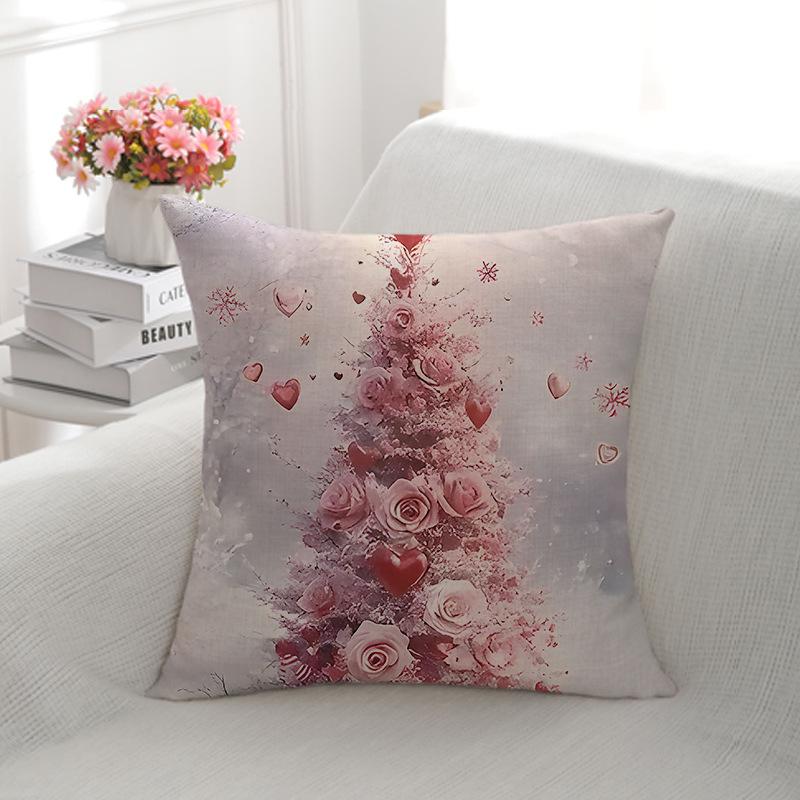 Weihnachts-Kissenbezug Leinen Beidseitig bedruckt Weihnachtsbaum Dekoration Sofa Kissenbezug Heim Kissenbezug