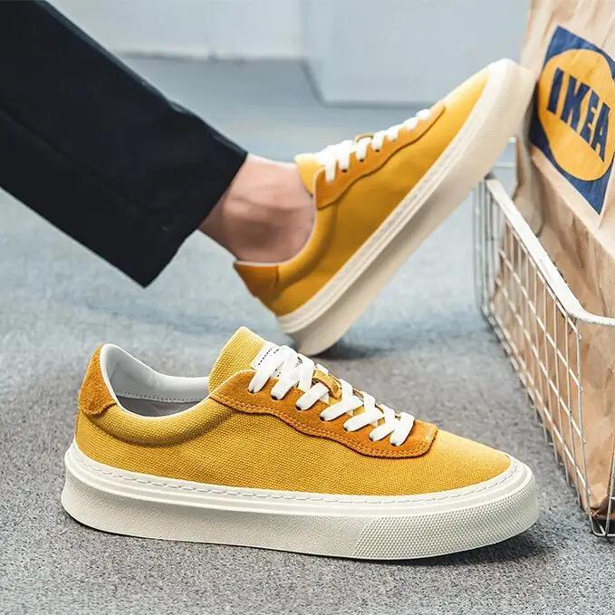 2025 Spring New Shoes for Men Canvas Casual Shoes Fashion Color Flat Skateboard Shoes Youth Cool Lace-up Sneaker