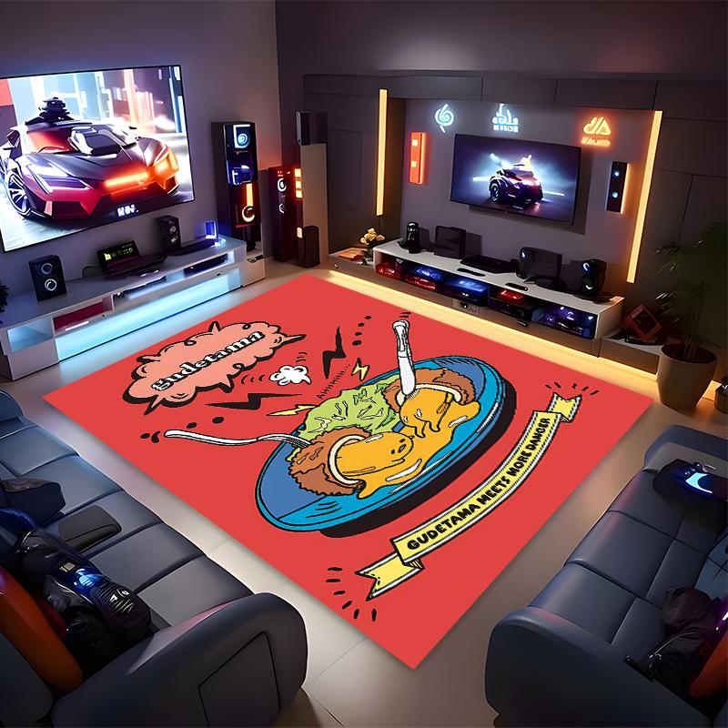 1pc Sanrio4 Print Area Rug - Soft, Washable Non-Slip Indoor Mat for Office Chairs, Living Room, Home Office Decorative Rug