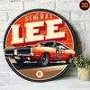 D Plat D Plat Vintage General Lee D Auto Metalen Bord Retro Rond Aluminium Wandkunst met Rood Wit Ontwerp Perfect voor B