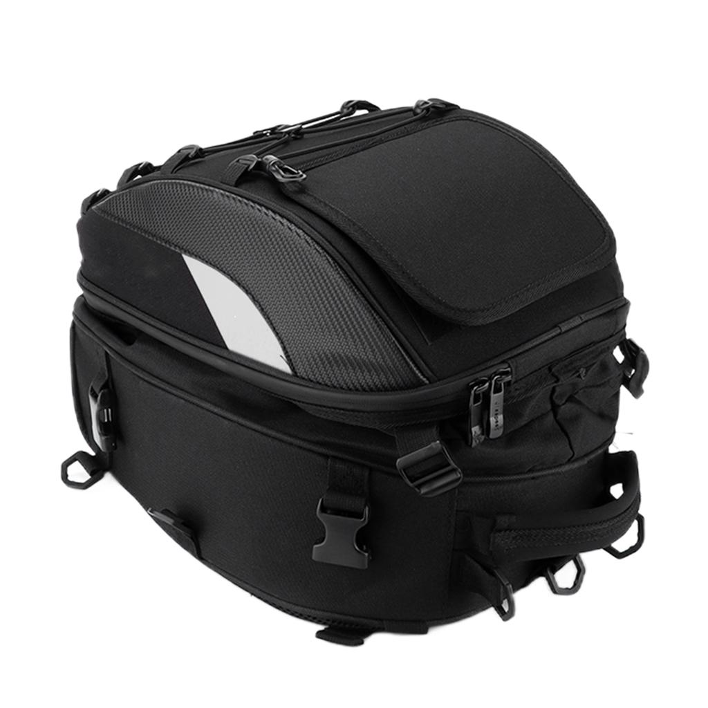 Motorcycle Rear Seat Bag Pack Waterproof Oxford Cloth HighDensity Woven Reflective Universal(White )