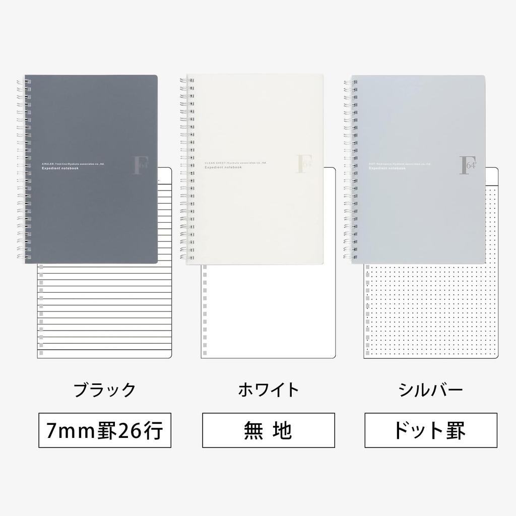 Kyokuto FOBCOOP Spiral Notebook, A-ruled, B6, PTA03B6K, Black, 5