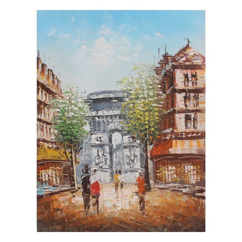 Nordic Vintage Oil Painting Eiffel Tower Black and White Landscape Painting Canvas Print Wall Art Picture for Living Room Decor