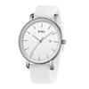 BUREI Men's Classic Analog Quartz Watch Date Ultra-thin Stainless Steel Mesh Band All Silver White Strap