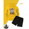 Polyester 2-delig heren casual trainingspak hoodie en shorts met verstelbare taille voor wandelen kamperen