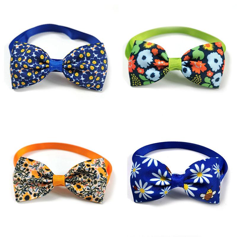 50/100pcs Spring Pet Dog Flower Bow Ties Small Dog Pet Puppy Bow Tie Neckties Dog Grooming Accessories Supplies for Small Dogs
