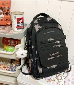 Schoolbag Korean version ins schoolbag female college student cute bear print backpack high school junior high school student large capacity backpack