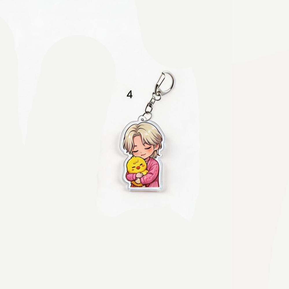 1pc Stray Kids Member Keychain Cute Cartoon Chibi Doll Holding SKZOO Plushie Sleeping Style Charm Keyring for Bags Backpacks, SKZ Merch STAY Gift