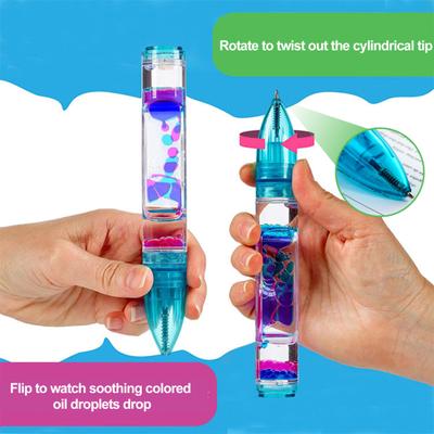 Motion Bubble Pen Anti-Angst Sanduhr-Design Stressabbau Bunter flüssiger Motion Bubbler Zappelstift Schreibtischspielzeug Schulbedarf