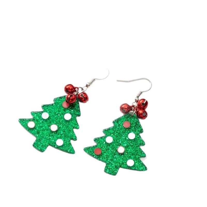 Glocken Weihnachtsbaum Ohrringe Flaches Acryl Europäische und Amerikanische Kreative Weihnachts Ohrringe mit Ketten Glocken