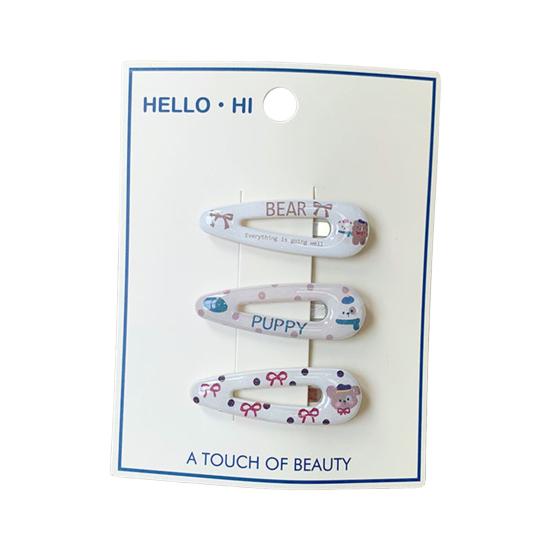 

3Pcs Girl Hairpin Bear Floral Pattern Multiple Styles BB Clip Strong Grip Bang Hair Pins Summer Hair Accessory F