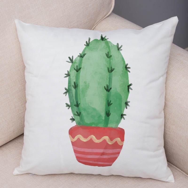 Sofa Zuhause Kissenbezug Aquarell Kaktus Dekorativer Druck Grüne Pflanze Kissen