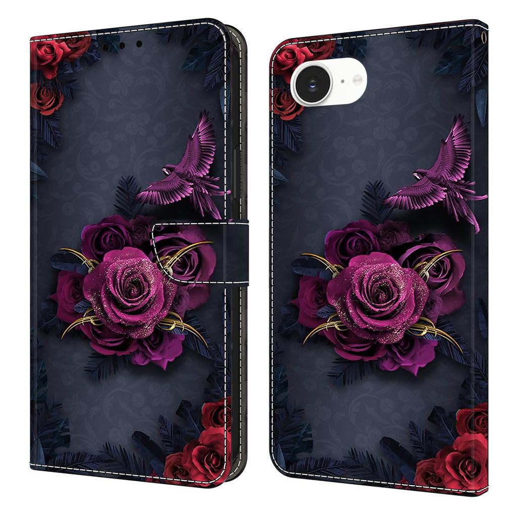 For iPhone 16e Wallet Case Pattern Printing PU Leather Flip Stand Phone Cover