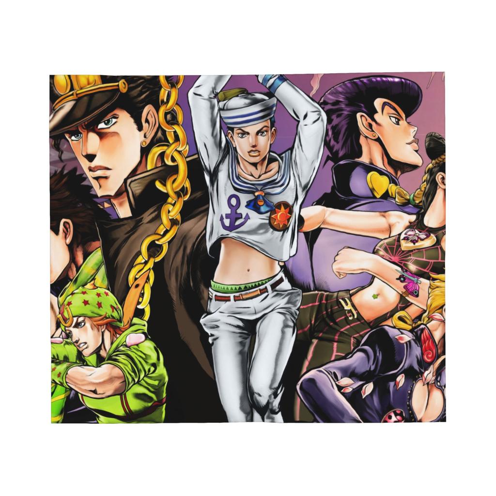 Jojo Anime Blankets Fleece Spring Autumn  Portable Super Warm Throw Blankets for Bed Car Rug Piece