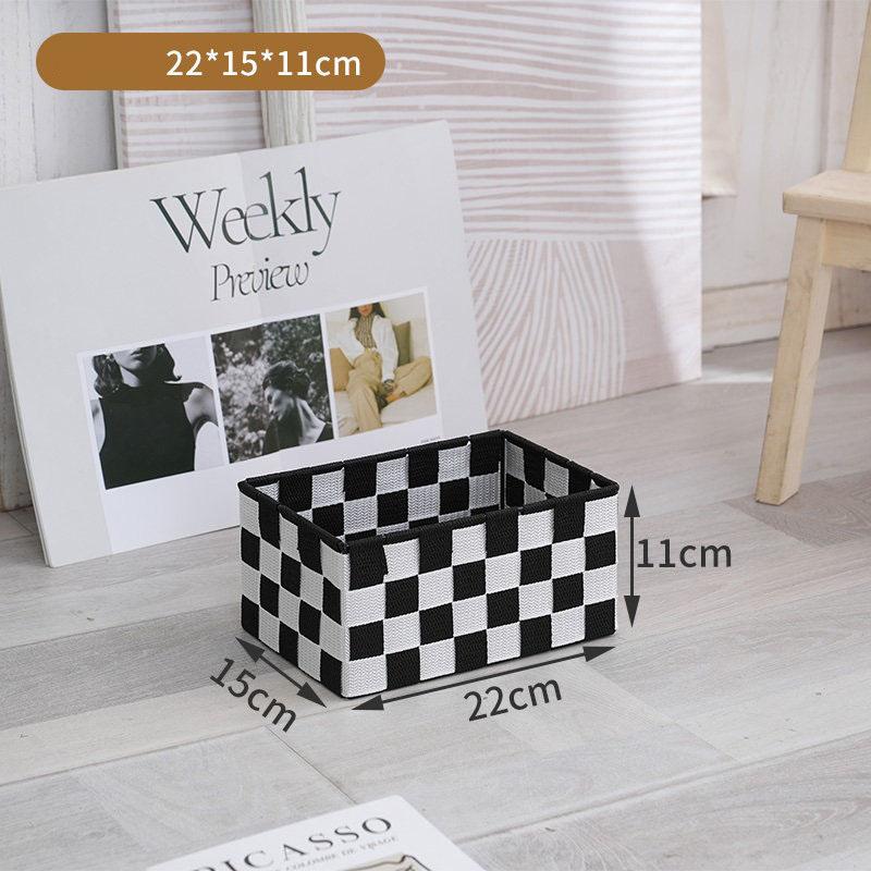 Woven Black Storage Baskets Shelf Tote Boxes Container with Built-in Handles for bedroom living room office kids room dressing room